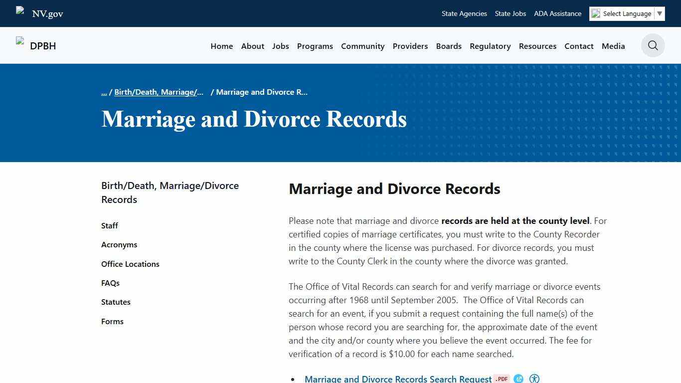 Marriage and Divorce Records